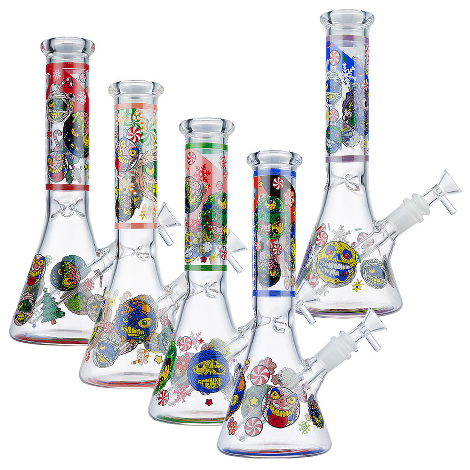 (WATER PIPE) 10" GLOW BEAKER CANDY RUSH - E