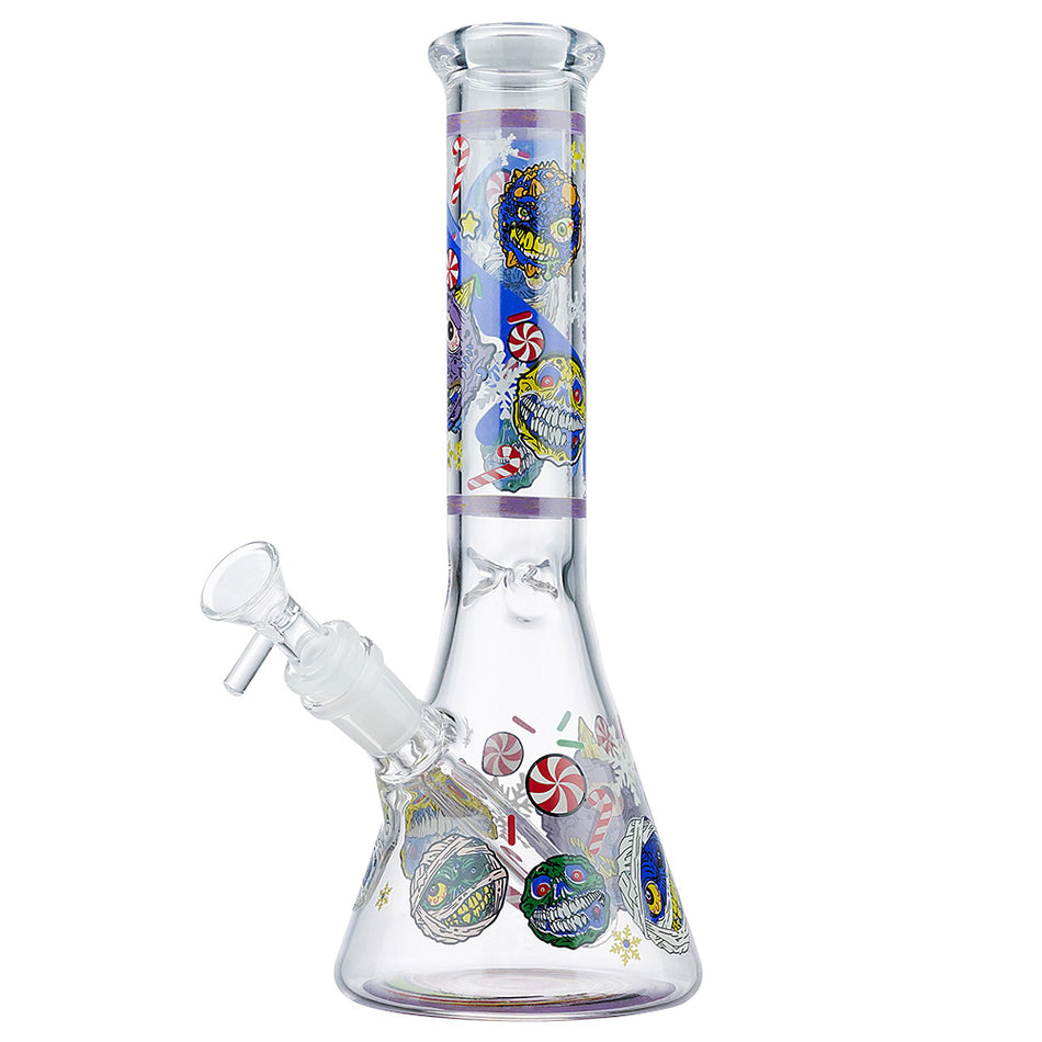 (WATER PIPE) 10" GLOW BEAKER CANDY RUSH - E