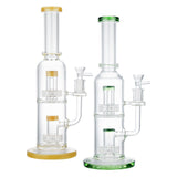 (WATER PIPE) 12" DOUBLE UFO PERC WATER PIPE - LIGHT GREEN