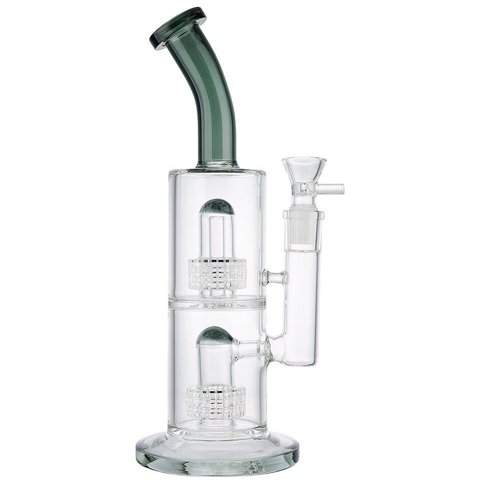 (WATER PIPE) 12" DOUBLE UFO PERC - CLEAR GREY