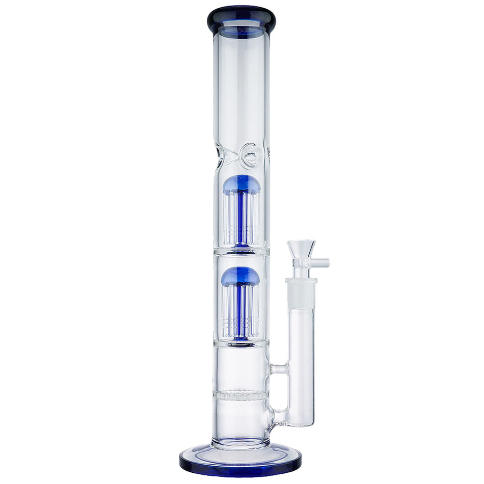 (WATER PIPE) 15.75" DOUBLE TREE PERC - CLEAR