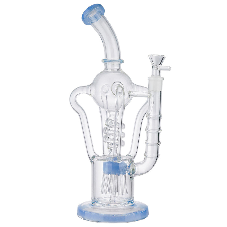 (WATER PIPE) 13" SPHERE ON MULTI PERC - MARBLE BLUE