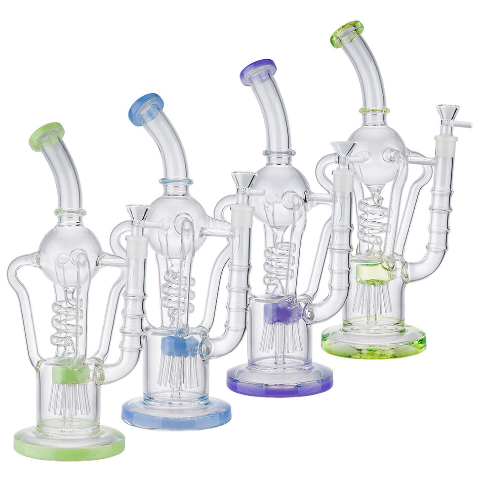 (WATER PIPE) 13" SPHERE ON MULTI PERC - LIME GREEN