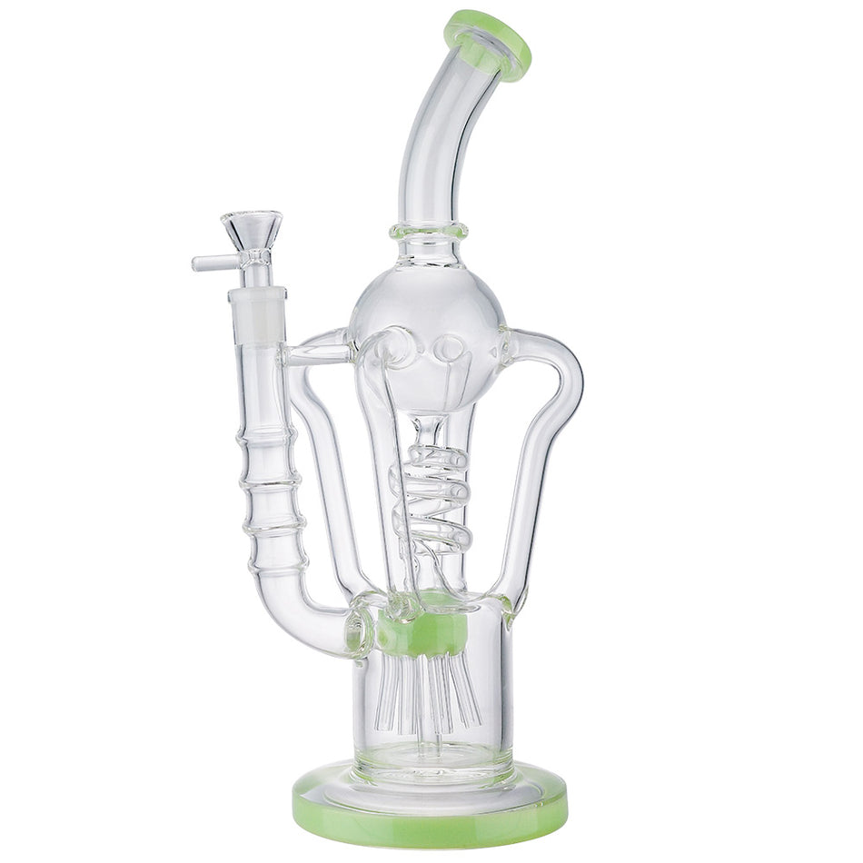 (WATER PIPE) 13" SPHERE ON MULTI PERC - JADE GREEN