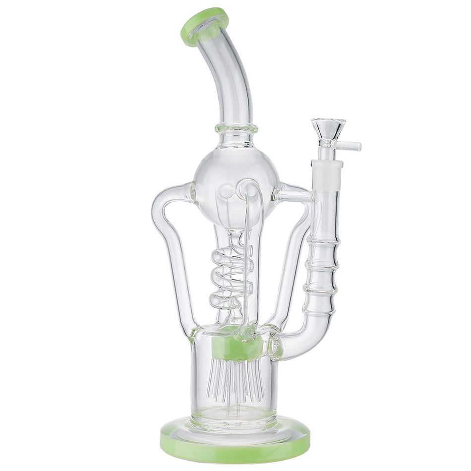 (WATER PIPE) 13" SPHERE ON MULTI PERC - JADE GREEN