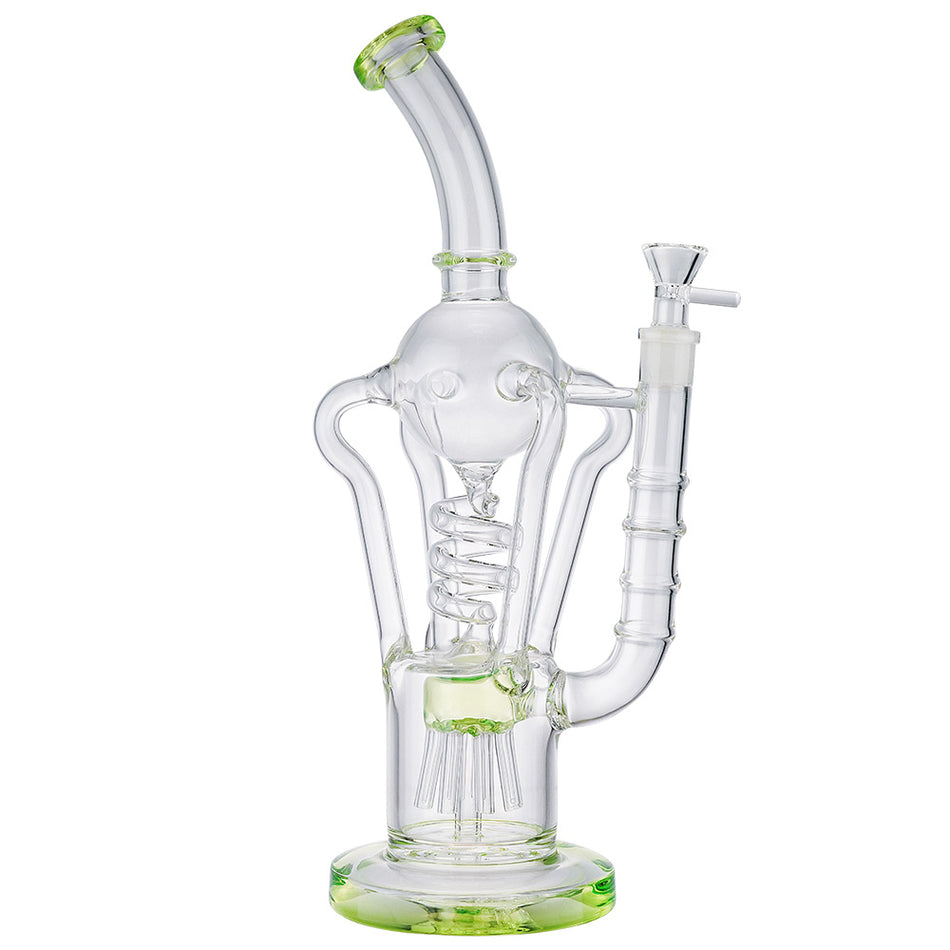 (WATER PIPE) 13" SPHERE ON MULTI PERC - LIME GREEN