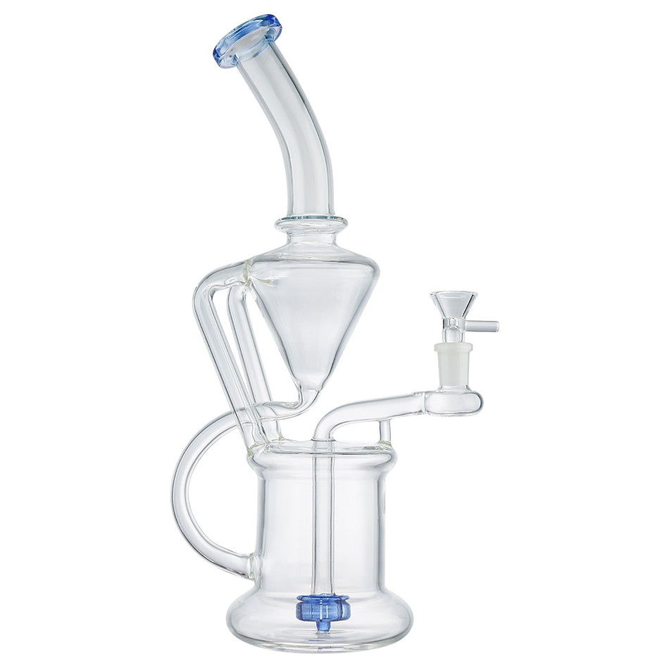 (WATER PIPE) 13.5" CONE JOINT TO BARREL RECYCLER - BLUE