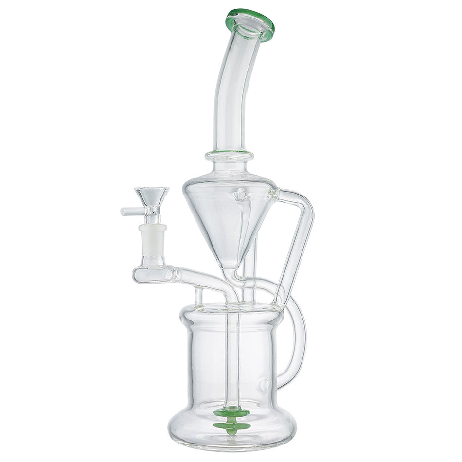 (WATER PIPE) 13.5" CONE JOINT TO BARREL RECYCLER - JADE GREEN