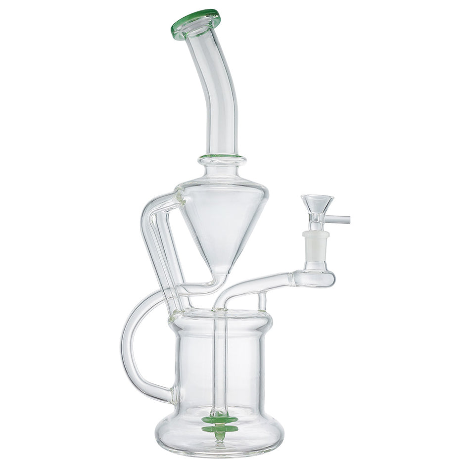 (WATER PIPE) 13.5" CONE JOINT TO BARREL RECYCLER - JADE GREEN