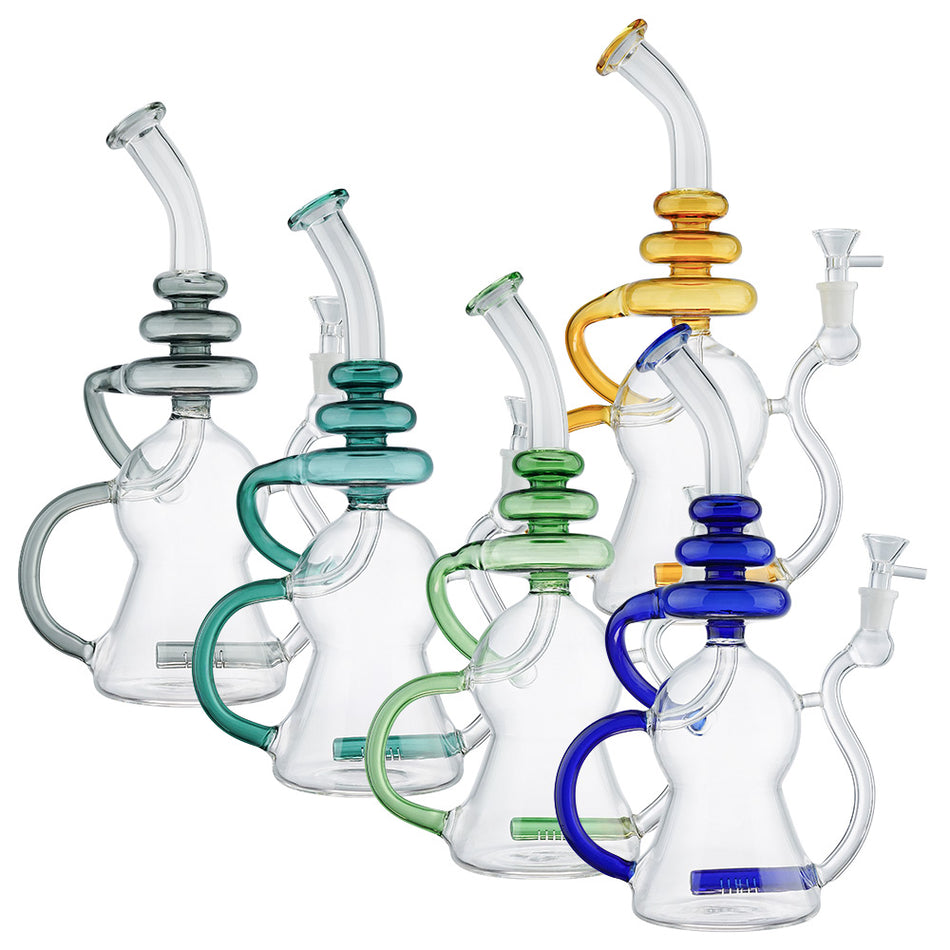 (WATER PIPE) 12.5" TRIPLE DONUTS - AMBER