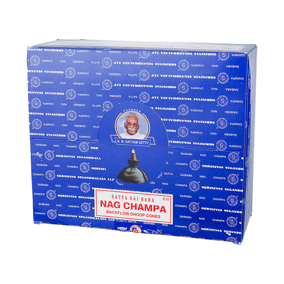 (INCENSE) NAG CHAMPA BACKFLOW DHOOP CONES STYA 10CT - NAG CHAMPA