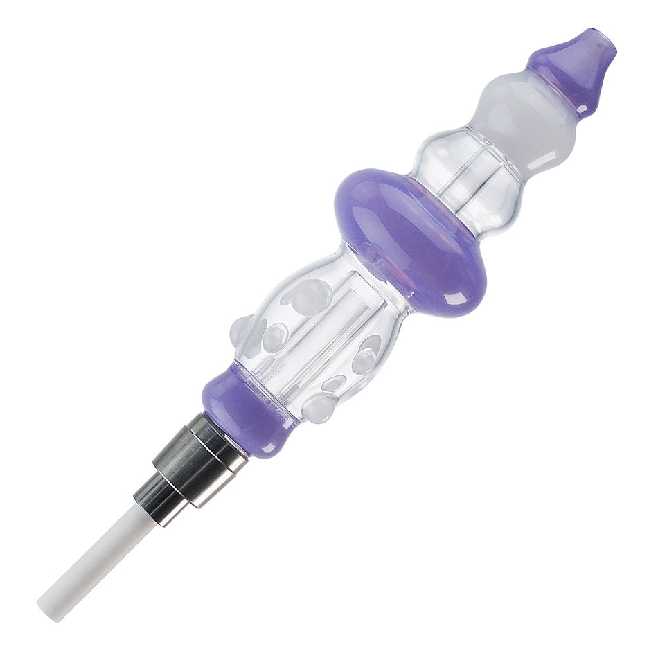 (NECTAR STRAW) CERAMIC SCREW TIP WITH WATER PIPE - WHITE PURPLE