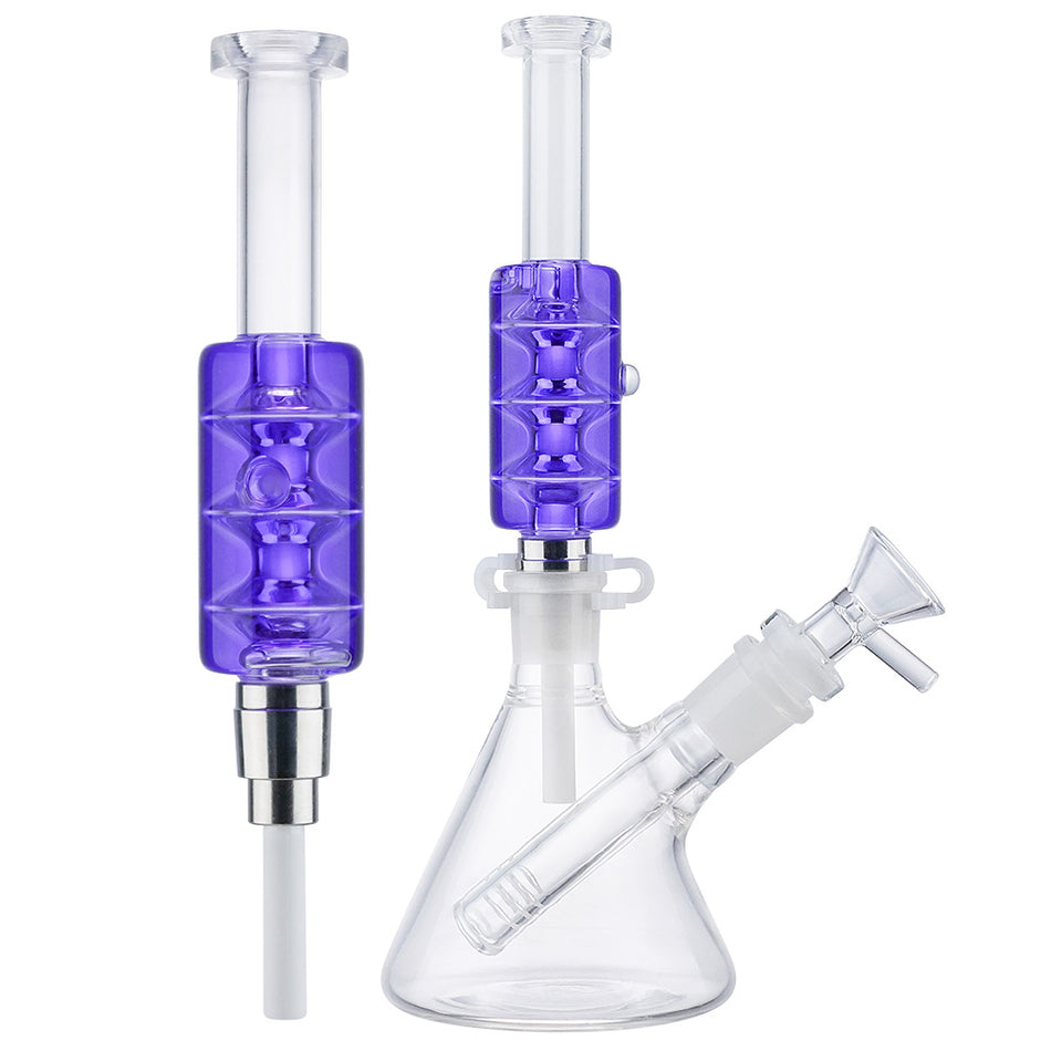 (NECTAR STRAW) FREEZABLE CERAMIC SCREW TIP WITH WATER PIPE - PURPLE