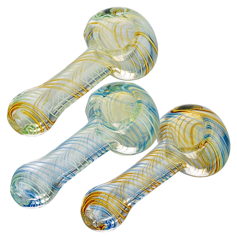 (HAND PIPE) 4" HEAVY STRIPE SWIRL - ASSORTED COLOR