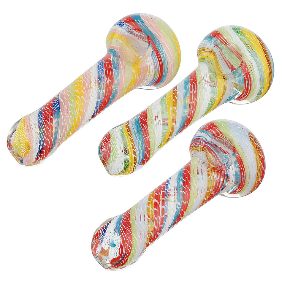 (HAND PIPE) 4.5" SWIRL STRIPE - ASSORTED
