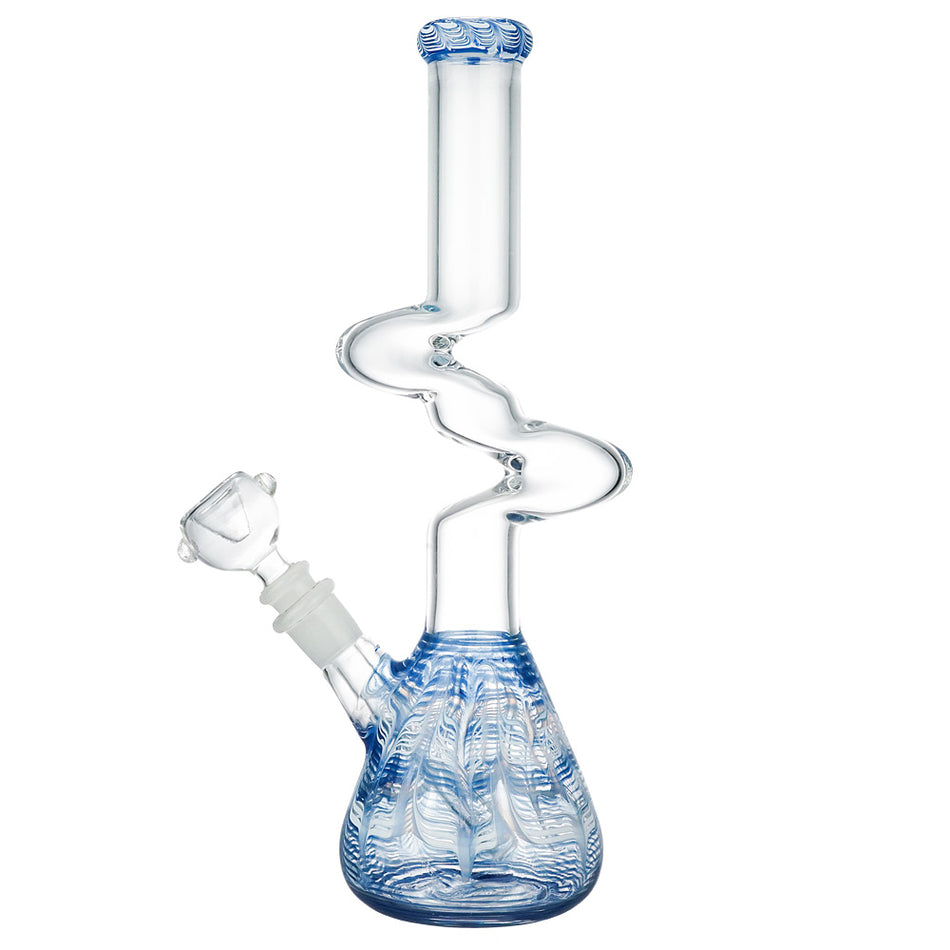 (WATER PIPE) 12" ZONG WITH FEATHER DESIGN - BLUE