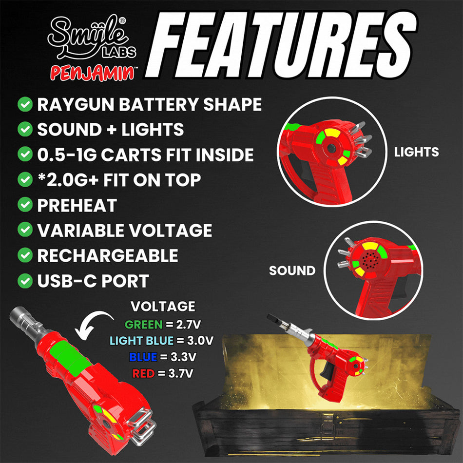 (BATTERY) PENJAMIN RAYGUN CART BATTERY - RED