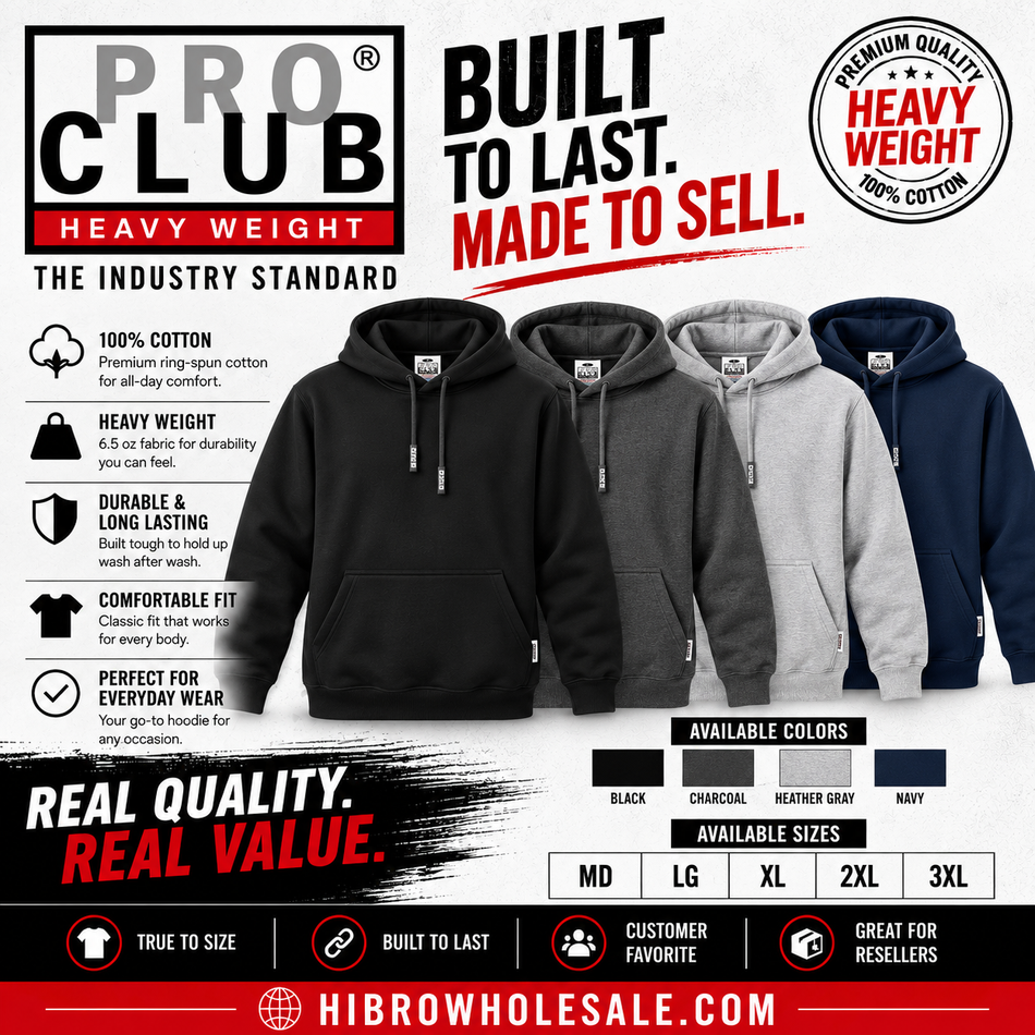 (T-SHIRTS) PROCLUB HEAVY WEIGHT PULLOVER HOODIE