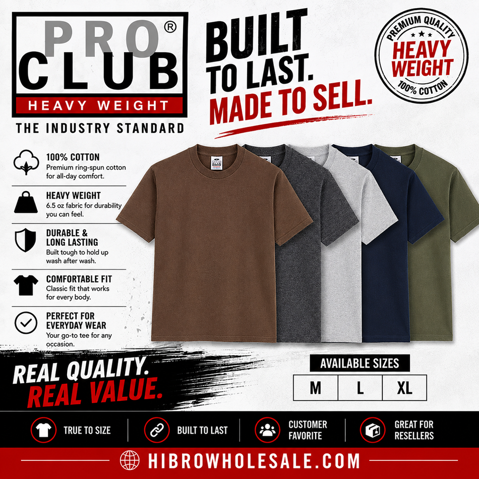 (T-SHIRTS) PROCLUB HEAVY WEIGHT - ASSORTED COLOR