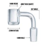 (BANGER) QUARTZ BANGER FLAT TOP 90° 4mm THICK - 14mm