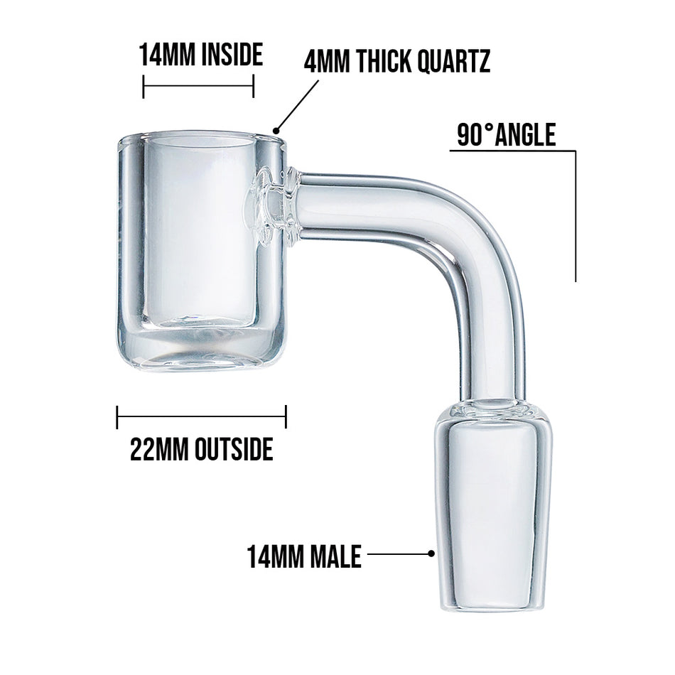 (BANGER) QUARTZ BANGER FLAT TOP 90° 4mm THICK - 14mm
