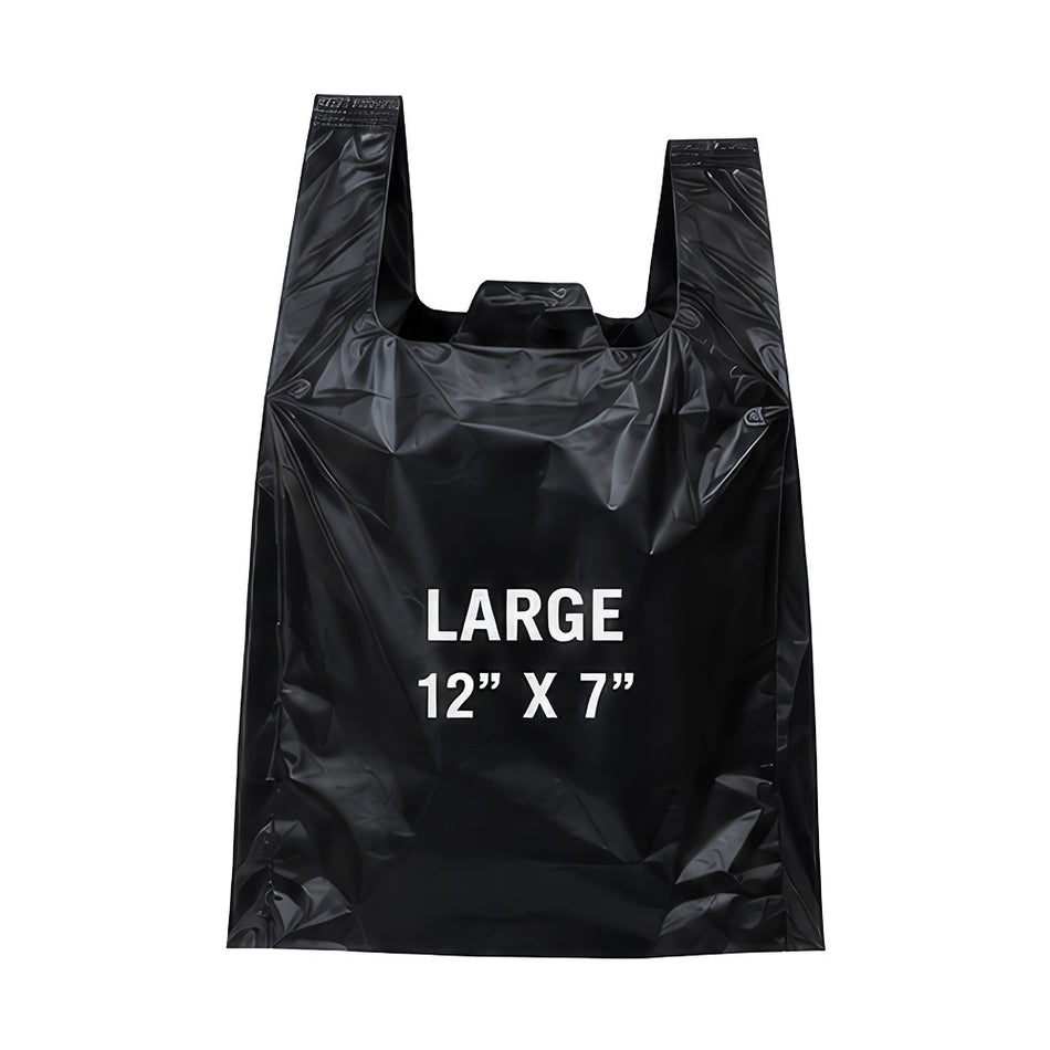 REUSABLE GROCERY BAG LARGE 12" X 7" 57 MIC 200CT - BLACK