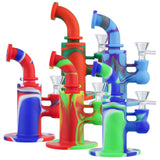 (WATER PIPE) 6.3" SILICON - RED GREEN