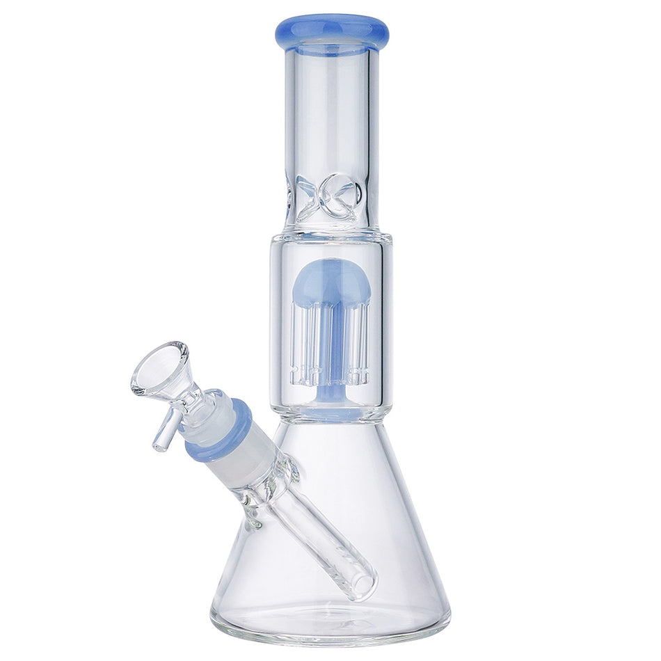 (WATER PIPE) 10" TREE PERC BEAKER - JADE BLUE
