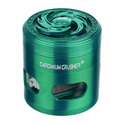 (GRINDER) 2.5" CHROMIUM CRUSHER SPINNING WHEEL/PULLOUT CONTAINER 4PC - GREEN