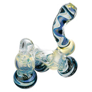 (BUBBLER) 6.5" TRIPLE CHAMBER COLORED - TEAL WHITE