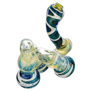 (BUBBLER) 6.5" TRIPLE CHAMBER COLORED - TEAL BLUE WHITE
