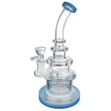 (WATER PIPE) 9.5" CAKE STYLE WITH BUILT IN PERC - OPAQUE BLUE