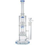 (WATER PIPE) 14" DOUBLE DIAMOND PERC - BLUE