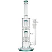 (WATER PIPE) 18" DOUBLE DIAMOND PERC - DARK GREEN