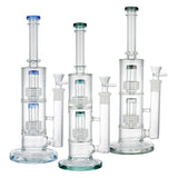 (WATER PIPE) 14" DOUBLE DIAMOND PERC - BLUE