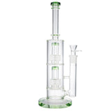 (WATER PIPE) 14" DOUBLE DIAMOND PERC - GREEN