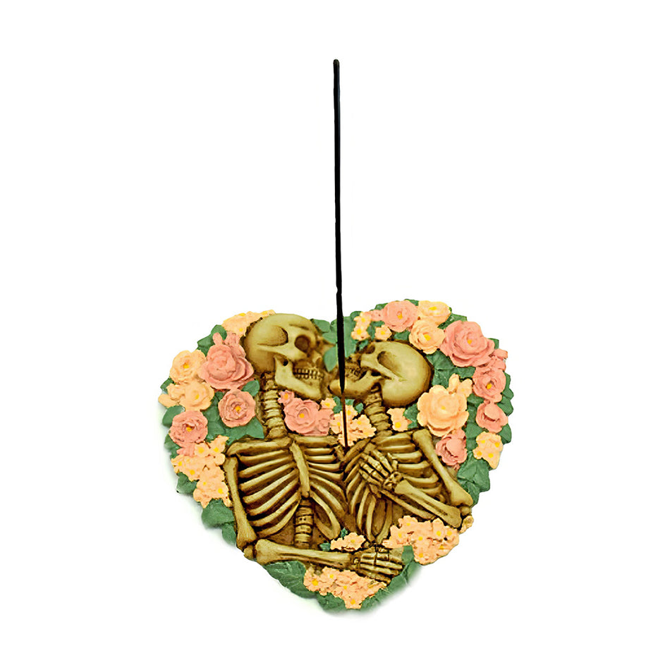 (INCENSE BURNER) FANTASY - SKELETONS WITH FLOWERS