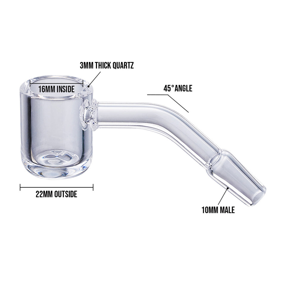 (BANGER) QUARTZ BANGER FLAT TOP 22mm 45° 3mm THICK - 10mm