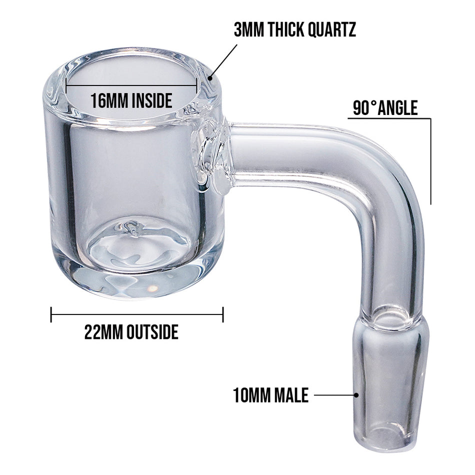 (BANGER) QUARTZ BANGER FLAT TOP 22mm 90° 3mm THICK - 10mm