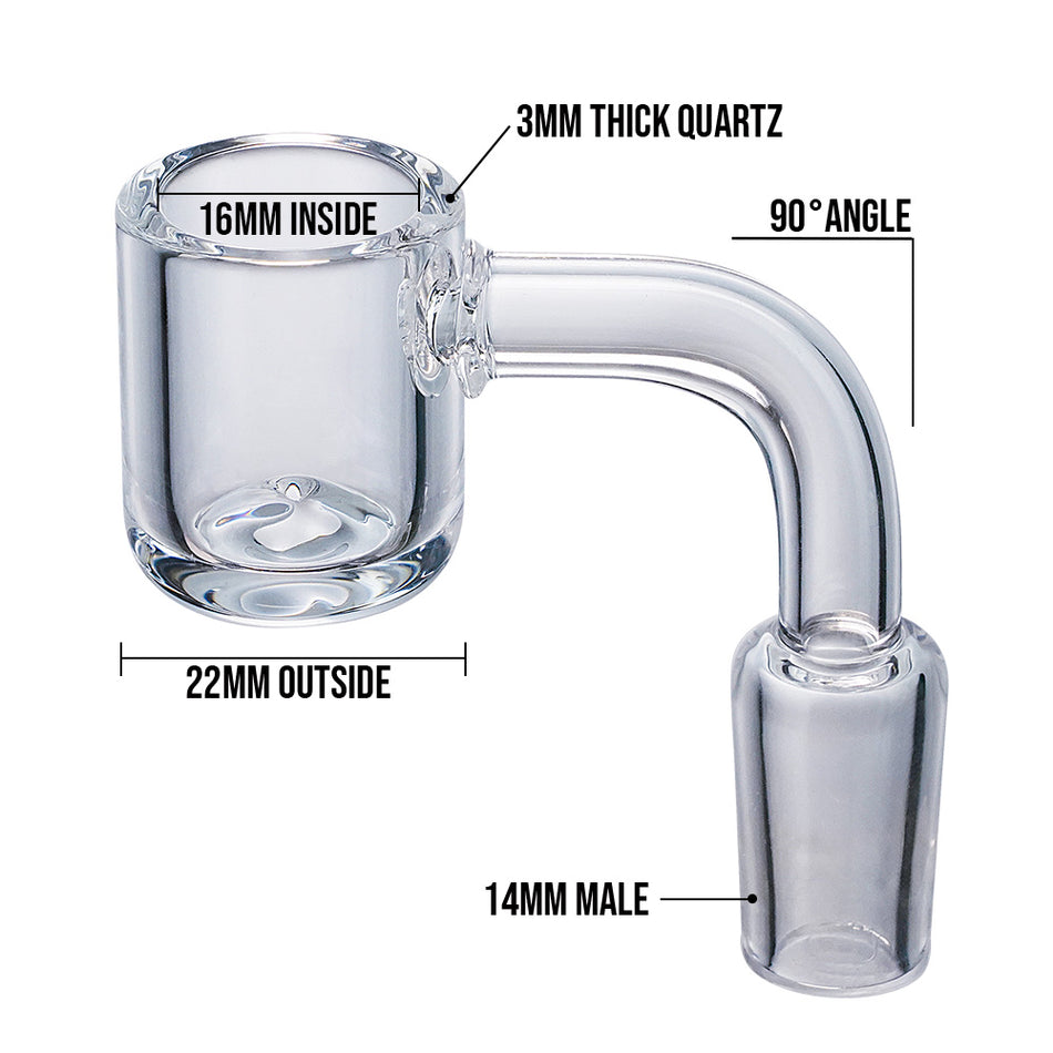 (BANGER) QUARTZ BANGER FLAT TOP 22mm 90° 3mm THICK - 14mm