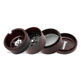 (GRINDER) WULF BEVEL 4PC 65mm TOP ASHTRAY - BLACK RED SPATTER