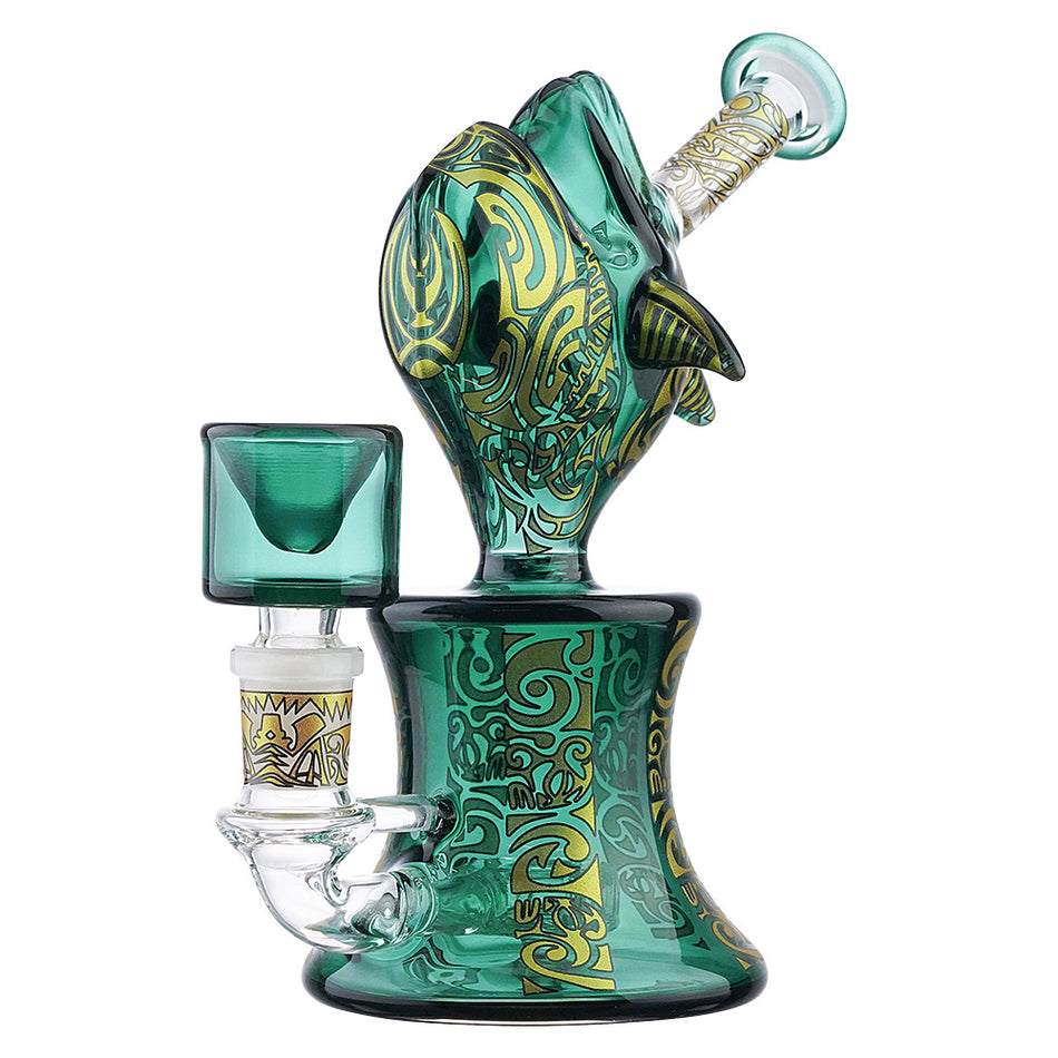 (RIG) 6.5" COLOR TUBING GOLD DECAL FISH - TEAL