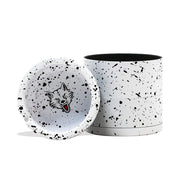 (GRINDER) WULF BEVEL 4PC 65mm TOP ASHTRAY - WHITE BLACK SPLATTER