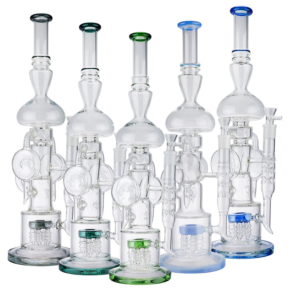 (WATER PIPE) 20" TALL SCIENTIFIC GLASS - JADE BLUE