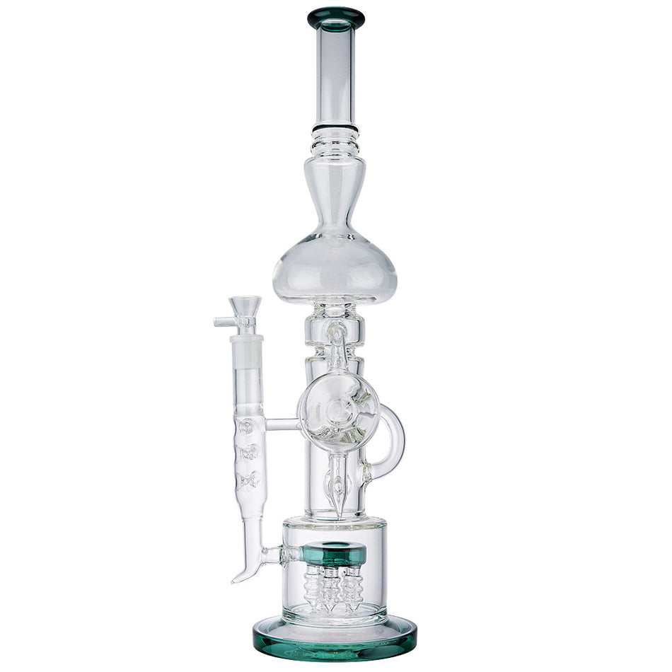 (WATER PIPE) 20" TALL SCIENTIFIC GLASS - DARK GREEN