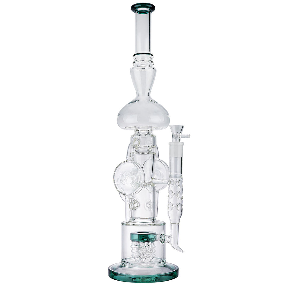 (WATER PIPE) 20" TALL SCIENTIFIC GLASS - DARK GREEN