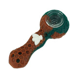 (SILICONE) STRATUS 4 INCH BEE SPOON PIPE - BROWN BLACK