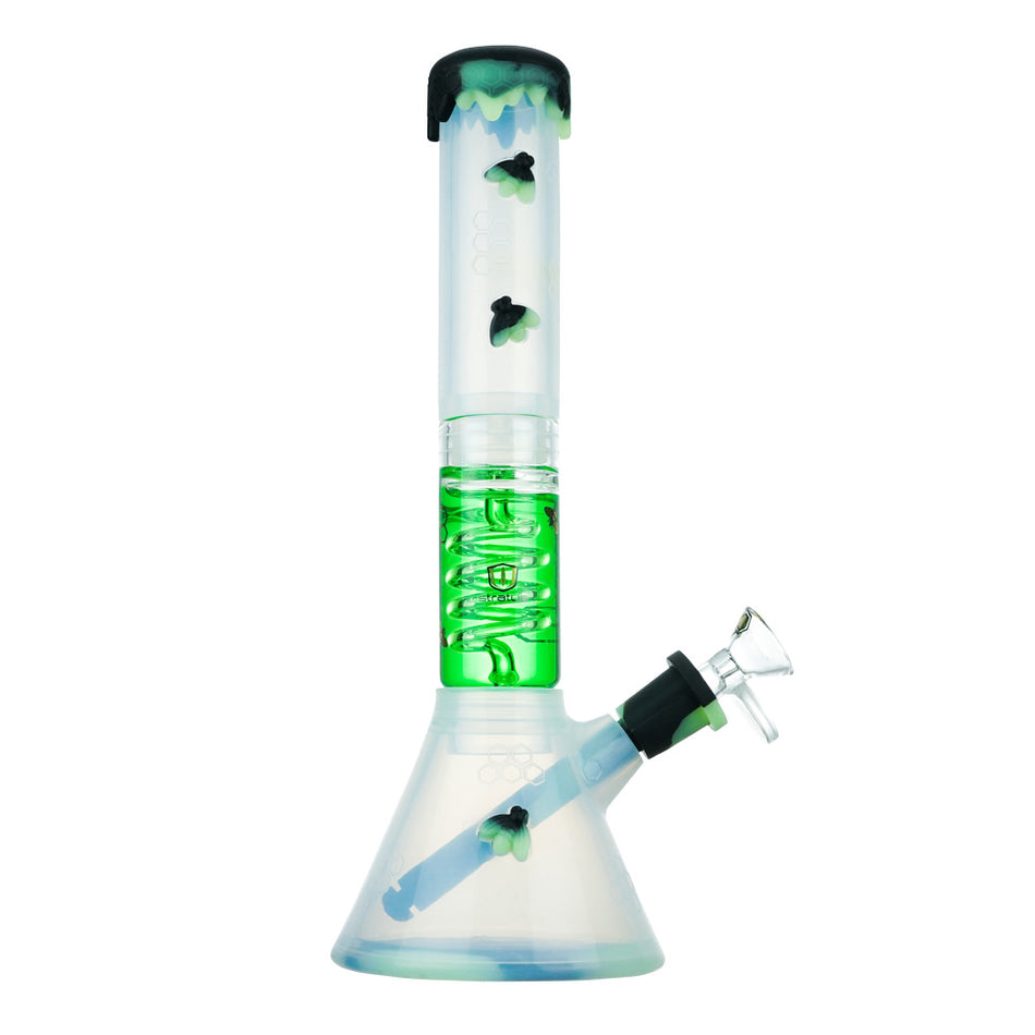(FREEZABLE) STRATUS SILICONE 11INCH WATER PIPE - BLACK/GLOW GREEN
