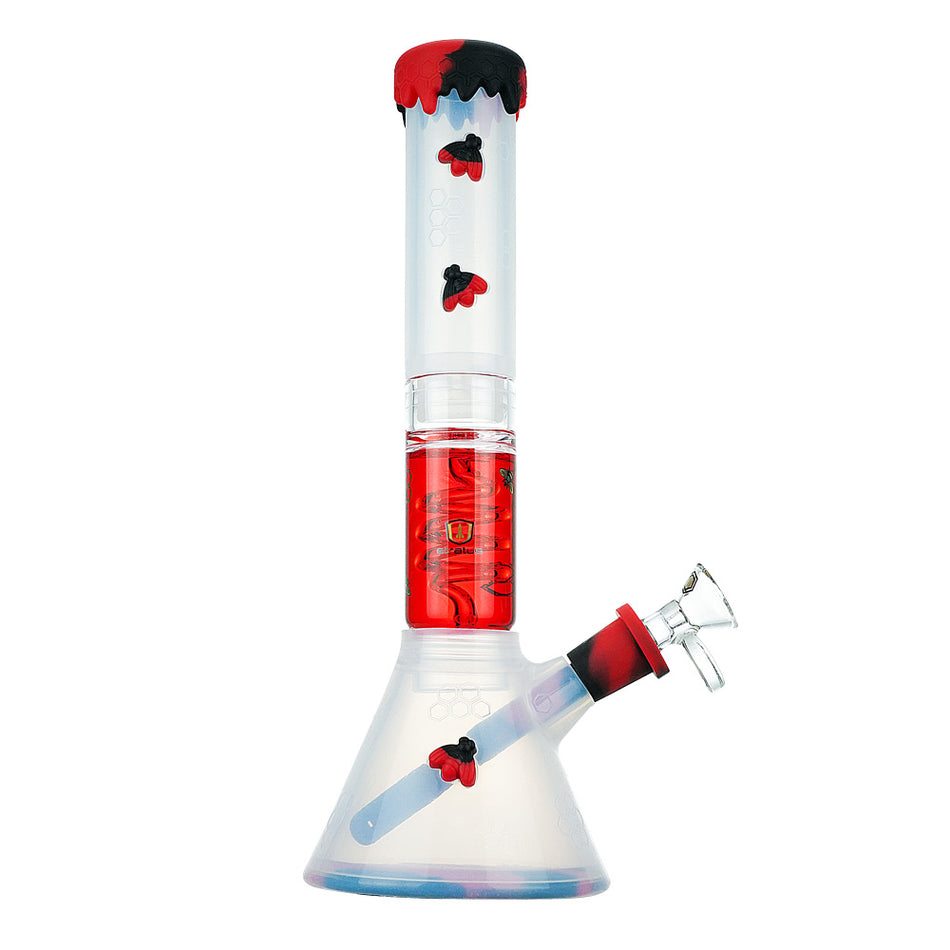 (FREEZABLE) STRATUS SILICONE 11INCH WATER PIPE - RED/BLACK