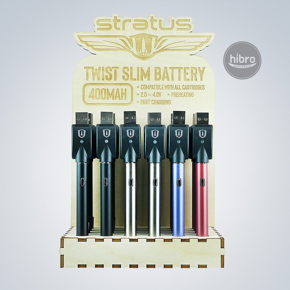 STRATUS TWIST 400mAh BATTERY WITE USB CHARGER- 24CT DISPLAY